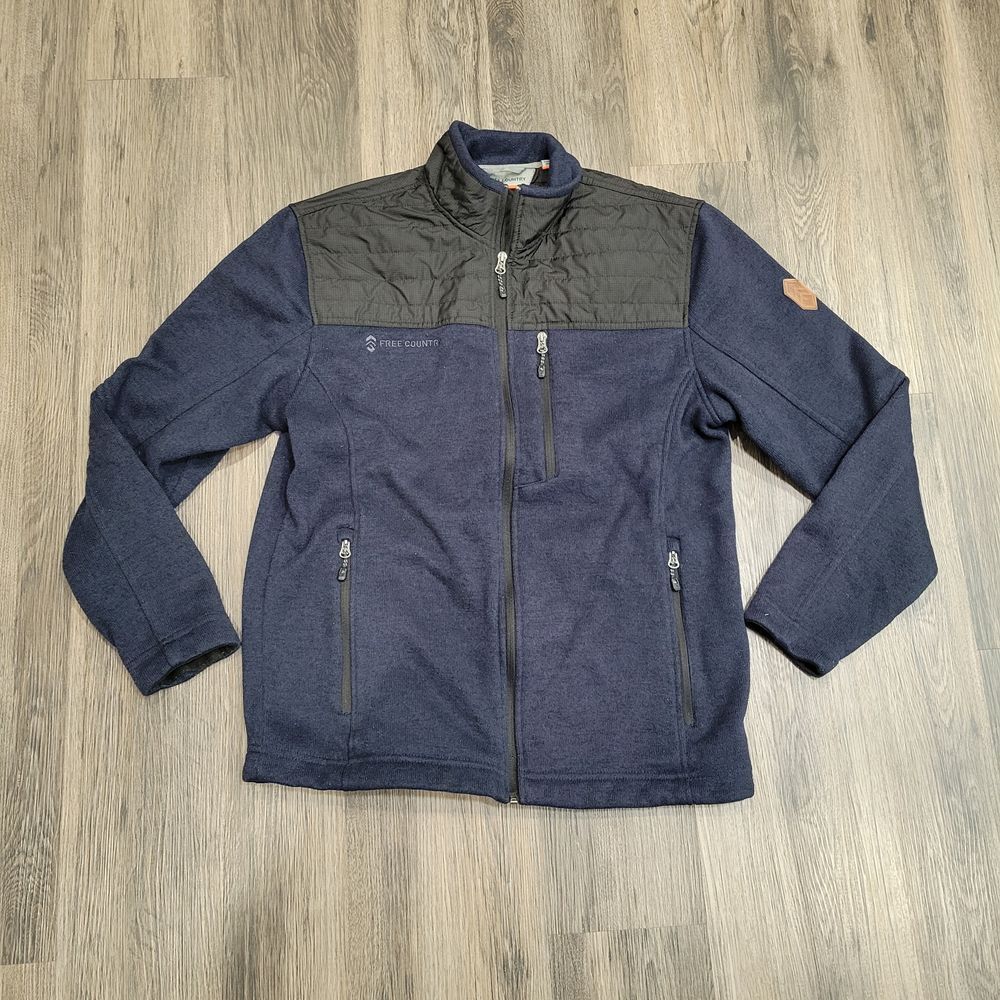 Free country‎ full zip sweater style jacket men's M navy blue Fleece